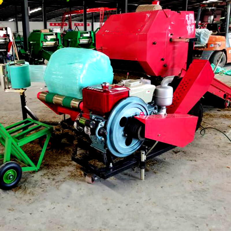 Round Hay Baler with Wrapper pick up one time